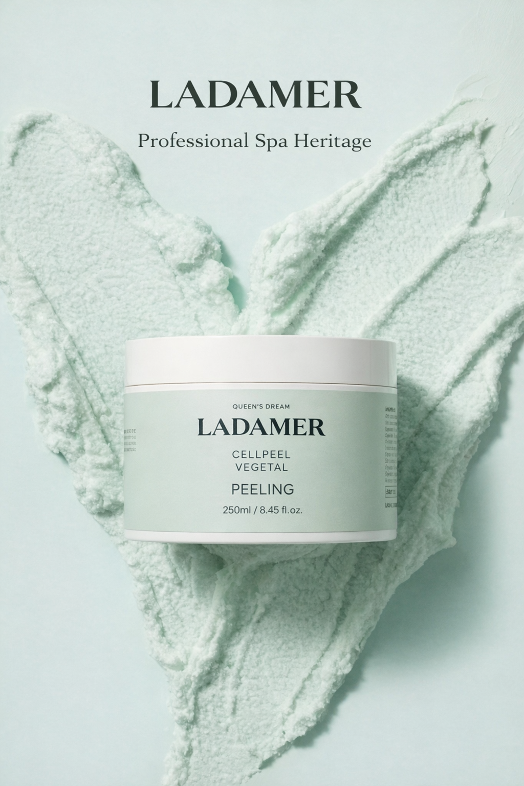 A minimalist product photo of Ladamer Intensive Moisturizing Cream on natural stone background, highlighting its spa-inspired premium design.